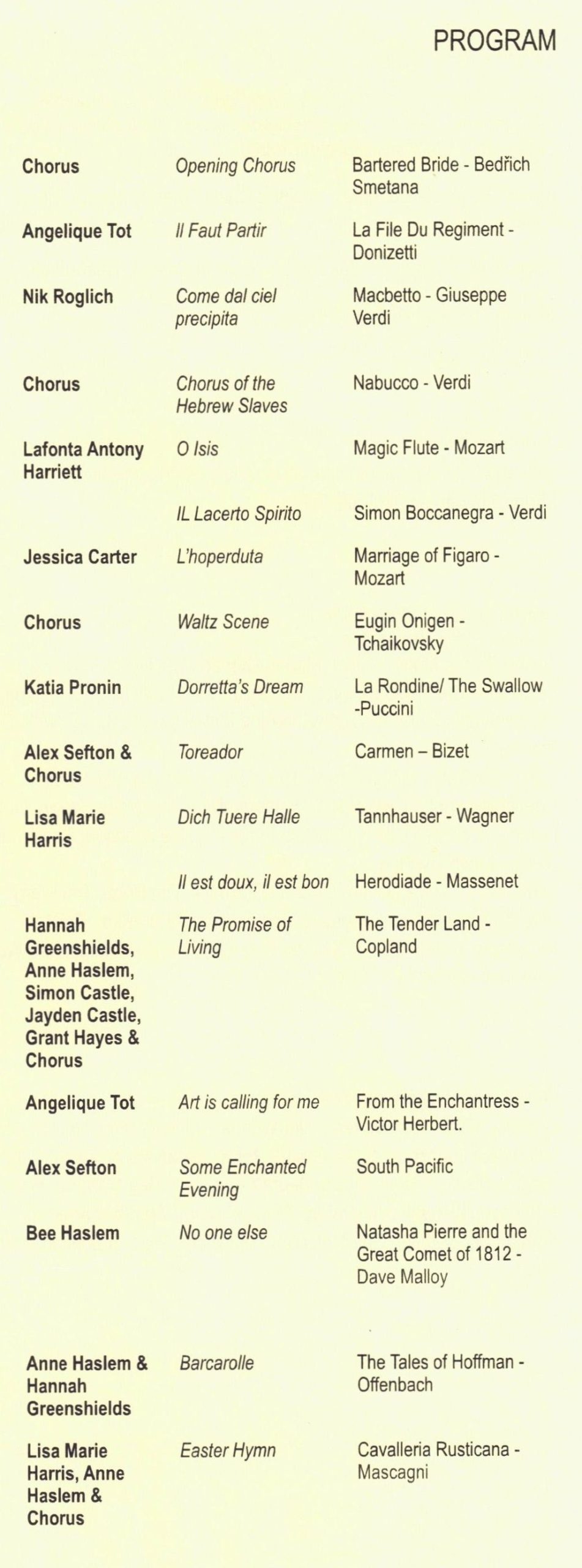 Concert Programme